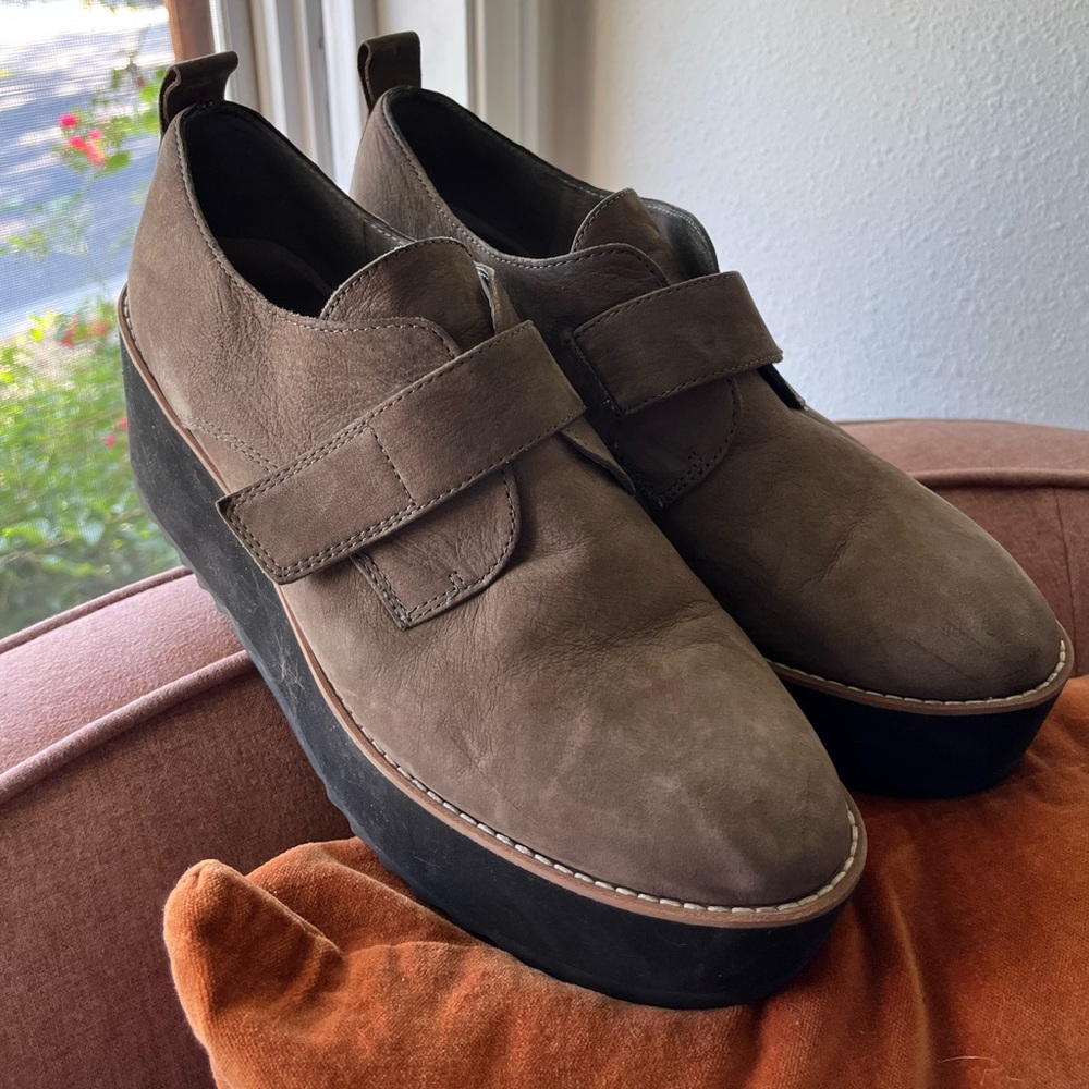 Eileen Fisher suede platform loafers